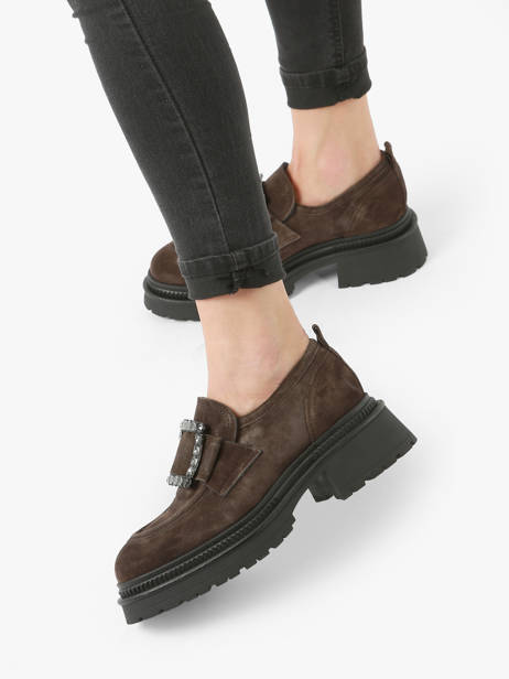 Mocassins En Cuir Alpe Marron accessoires 27261134 vue secondaire 2
