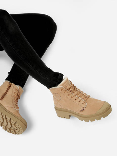 Bottines Pallabase Nbk En Cuir Palladium Beige accessoires 98867223 vue secondaire 2