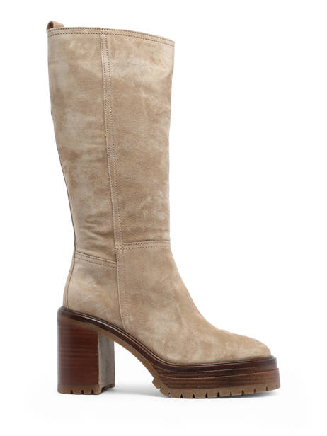 Bottes à Talon En Cuir Alpe Beige accessoires 26811122