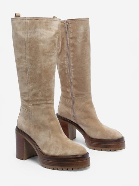 Bottes à Talon En Cuir Alpe Beige accessoires 26811122 vue secondaire 2