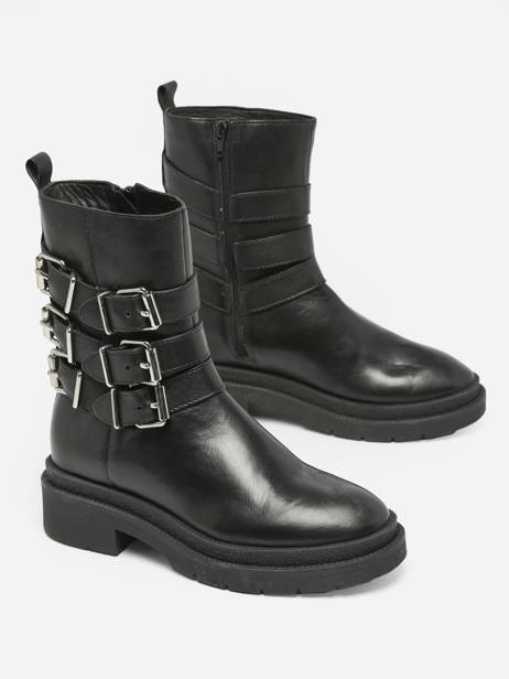 Boots Bennie En Cuir Ps poelman Noir accessoires BENNIE09 vue secondaire 3