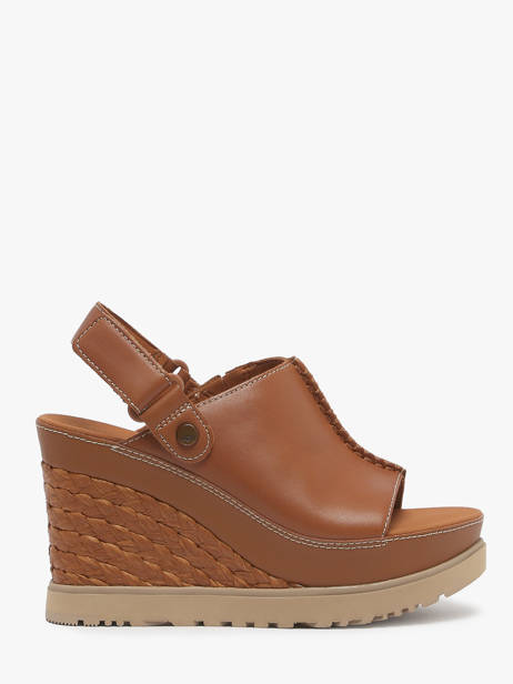 Sandales Talon Compensé En Cuir Ugg Marron accessoires 1152668