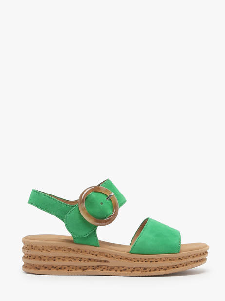 Sandales Semelle Compensée En Cuir Gabor Vert accessoires 31