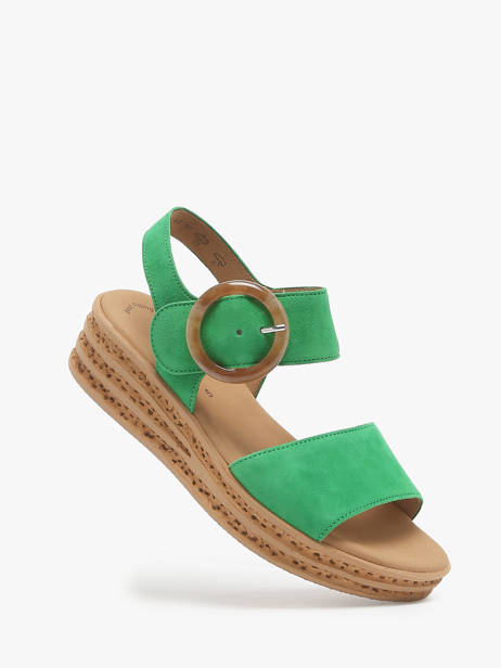 Sandales Semelle Compensée En Cuir Gabor Vert accessoires 31 vue secondaire 1