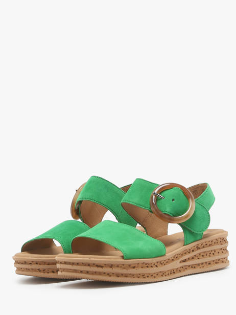 Sandales Semelle Compensée En Cuir Gabor Vert accessoires 31 vue secondaire 4