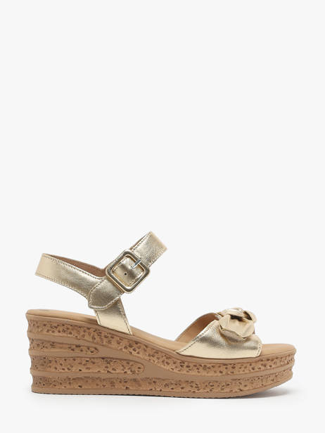 Sandales Semelle Compensée En Cuir Gabor Or accessoires 63