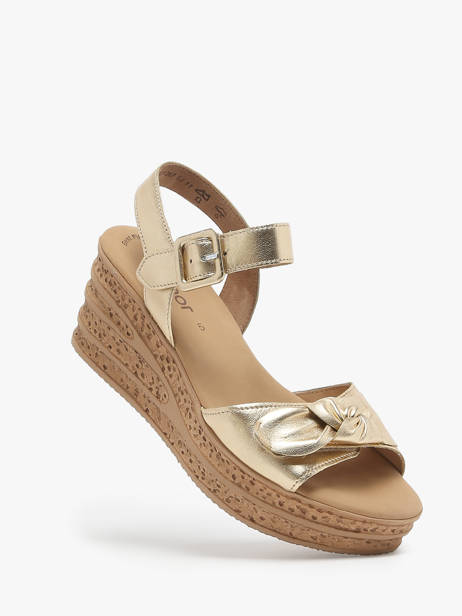 Sandales Semelle Compensée En Cuir Gabor Or accessoires 63 vue secondaire 1