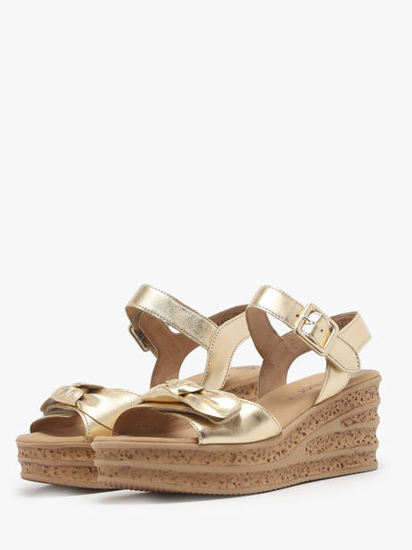 Sandales Semelle Compensée En Cuir Gabor Or accessoires 63 vue secondaire 4