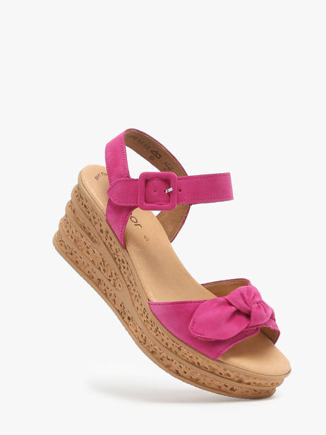 Sandales Semelle Compensée En Cuir Gabor Rose accessoires 10 vue secondaire 1