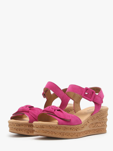 Sandales Semelle Compensée En Cuir Gabor Rose accessoires 10 vue secondaire 4