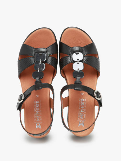 Sandales Talon Compensé En Cuir Mephisto Noir accessoires P5144702 vue secondaire 4