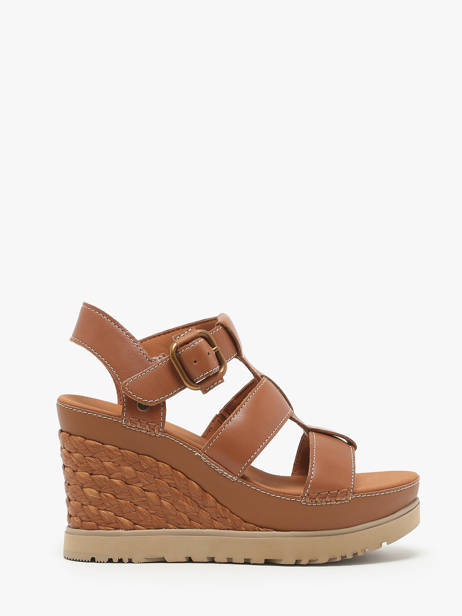 Sandales Talon Compensé En Cuir Ugg Marron accessoires 1152667