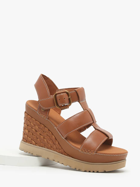 Sandales Talon Compensé En Cuir Ugg Marron accessoires 1152667 vue secondaire 1