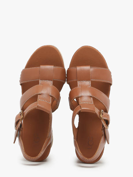 Sandales Talon Compensé En Cuir Ugg Marron accessoires 1152667 vue secondaire 3