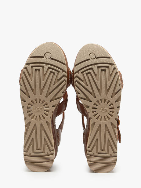 Sandales Talon Compensé En Cuir Ugg Marron accessoires 1152667 vue secondaire 4