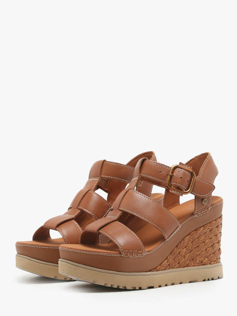 Sandales Talon Compensé En Cuir Ugg Marron accessoires 1152667 vue secondaire 5