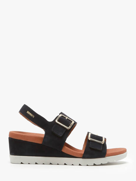 Sandales Velcro En Cuir Mephisto Bleu accessoires P5145186