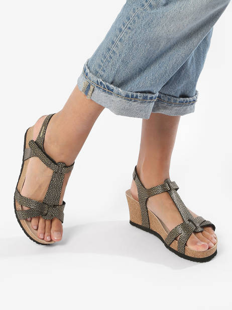 Sandales Talon Compensé En Cuir Mephisto Or accessoires P5141928 vue secondaire 2
