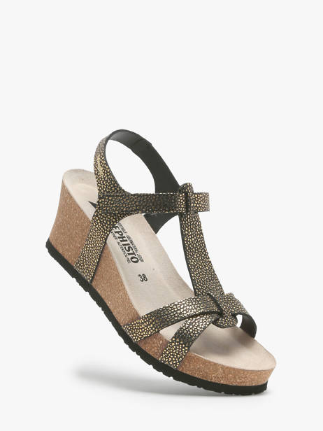 Sandales Talon Compensé En Cuir Mephisto Or accessoires P5141928 vue secondaire 1