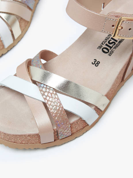 Sandales Talon Compensé En Cuir Mephisto Beige accessoires P5144297 vue secondaire 1