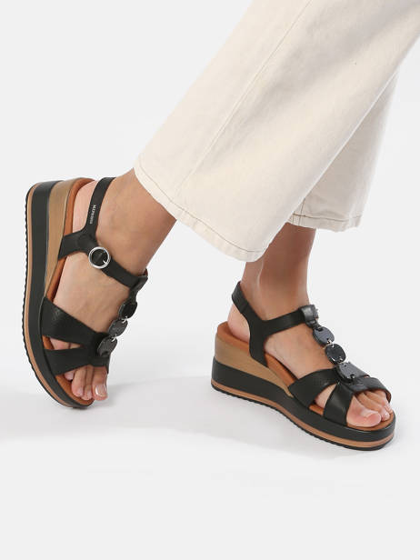 Sandales Talon Compensé En Cuir Mephisto Noir accessoires P5144702 vue secondaire 2