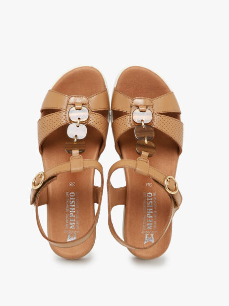 Sandales Talon Compensé En Cuir Mephisto Marron accessoires P5144703 vue secondaire 4