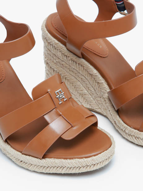 Sandales Semelle Compensée En Cuir Tommy hilfiger Marron accessoires 7925GQS vue secondaire 2