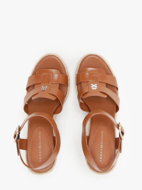 Sandales Semelle Compensée En Cuir Tommy hilfiger Marron accessoires 7925GQS vue secondaire 3