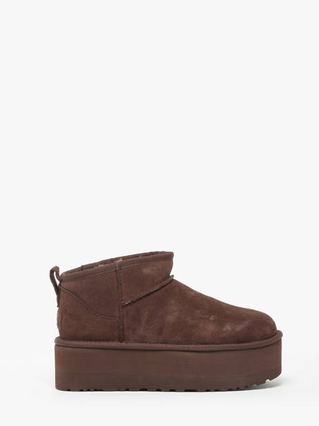 Boots Classic Ultra Mini Platform En Cuir Ugg Marron accessoires 1135092