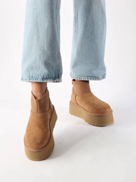 Boots Classic Mini Dipper Semelle Compensée En Cuir Ugg Beige accessoires 1168170 vue secondaire 1