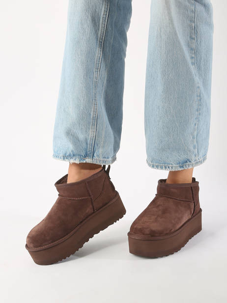 Boots Classic Ultra Mini Platform En Cuir Ugg Marron accessoires 1135092 vue secondaire 1