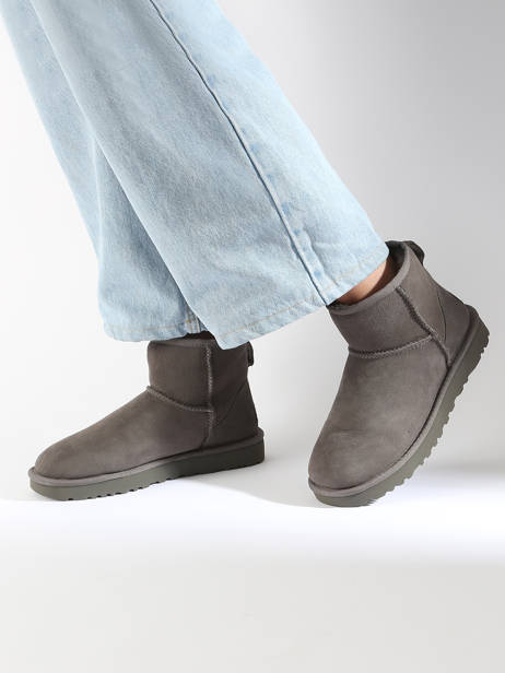 Boots Classic Mini Ii En Cuir Ugg Gris accessoires 1016222 vue secondaire 1