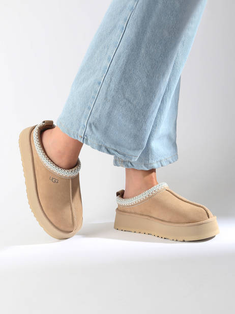 Chaussons Tazz à Plateformes En Cuir Ugg Beige accessoires 1122553 vue secondaire 1