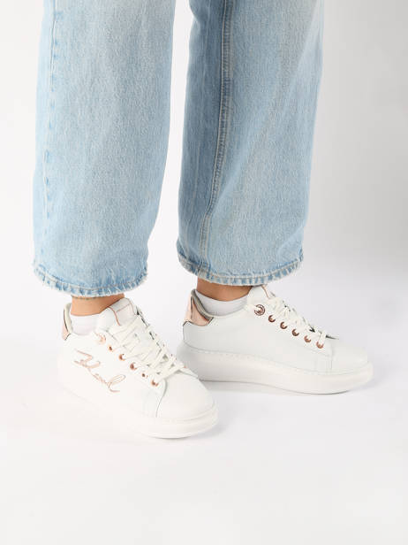 Sneakers Kapri Signature En Cuir Karl lagerfeld Blanc accessoires KL62510A vue secondaire 1