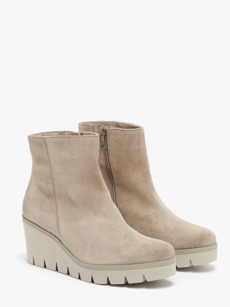 Boots Talon Compensé En Cuir Gabor Beige accessoires 12 vue secondaire 2