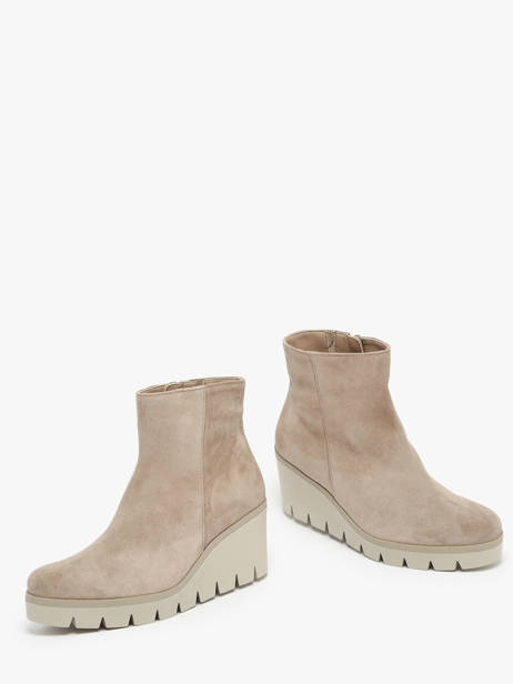 Boots Talon Compensé En Cuir Gabor Beige accessoires 12 vue secondaire 3