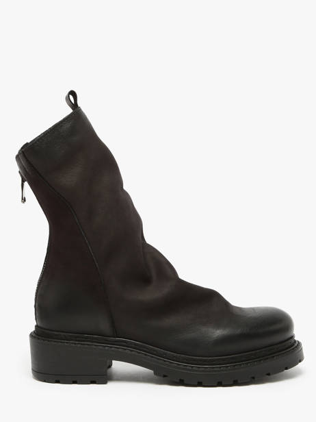 Bottines Biker En Cuir Metisse Noir accessoires Bottines en nubuck.
