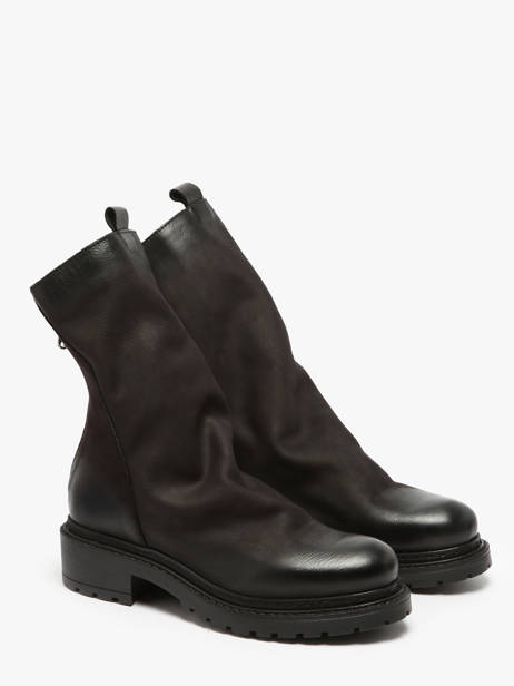 Bottines Biker En Cuir Metisse Noir accessoires Bottines en nubuck. vue secondaire 2