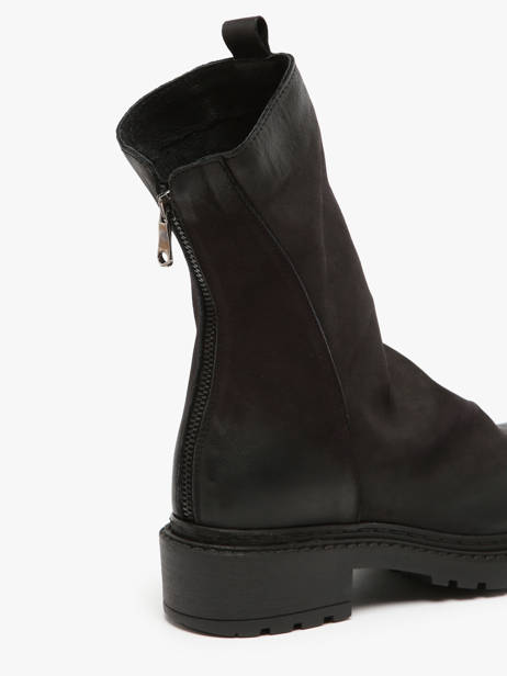 Bottines Biker En Cuir Metisse Noir accessoires Bottines en nubuck. vue secondaire 3