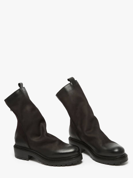 Bottines Biker En Cuir Metisse Noir accessoires Bottines en nubuck. vue secondaire 4