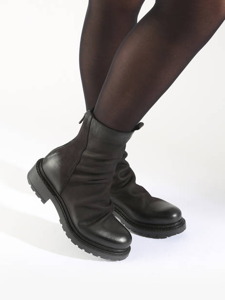 Bottines Biker En Cuir Metisse Noir accessoires Bottines en nubuck. vue secondaire 1