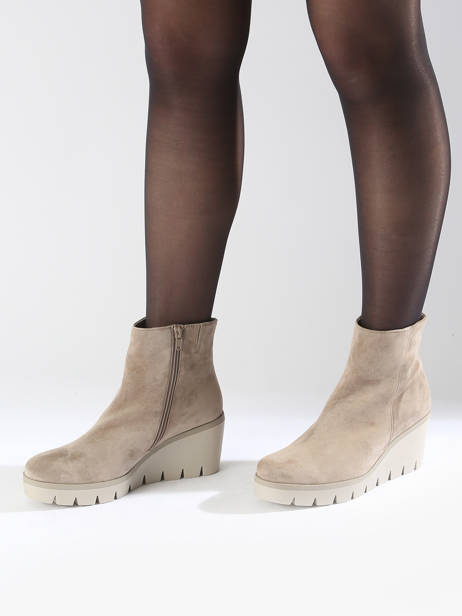 Boots Talon Compensé En Cuir Gabor Beige accessoires 12 vue secondaire 1