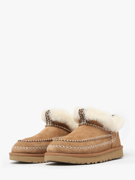 Boots Classic Ultra Mini Alpine En Cuir Ugg Beige accessoires 1158224 vue secondaire 2
