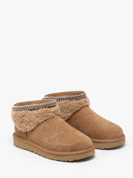 Boots Classic Ultra Mini Maxi Curly En Cuir Ugg Beige accessoires 1158263 vue secondaire 2