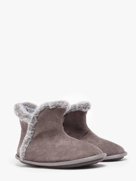 Chaussons En Cuir Isotoner Beige accessoires 97391 vue secondaire 2