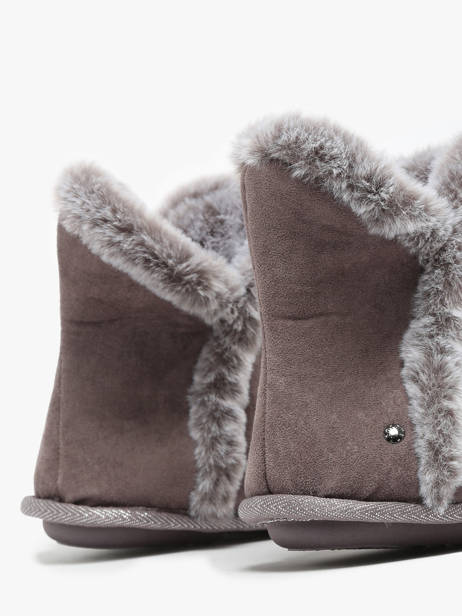 Chaussons En Cuir Isotoner Beige accessoires 97391 vue secondaire 3