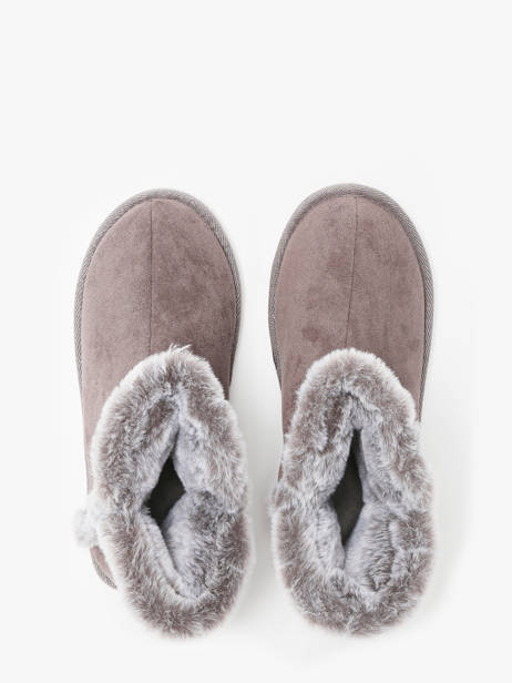 Chaussons En Cuir Isotoner Beige accessoires 97391 vue secondaire 4