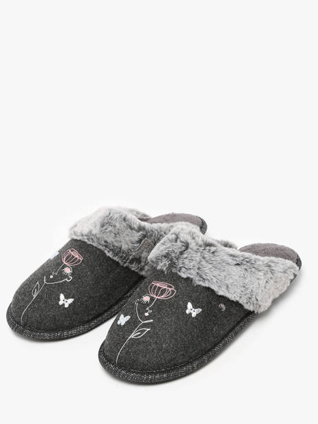Chaussons Isotoner Gris accessoires 97418 vue secondaire 2