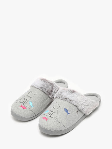 Chaussons Isotoner Gris accessoires 97416 vue secondaire 2