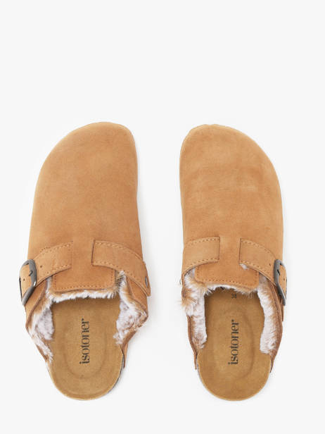 Chaussons En Cuir Isotoner Marron accessoires 94998
